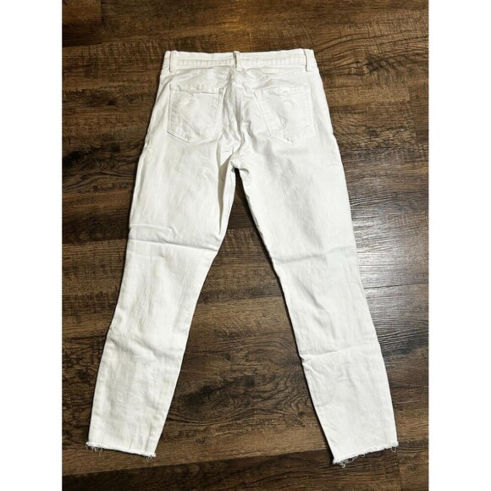 J Brand Jeans Womens 27 White Denim Capri Mid Rise Straight Stretch Frayed Hem - Picture 3 of 9